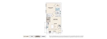 The Bayberry (ME-B1) elevator building apartment floor plan with 1 bedroom, 1 bath, and a patio/balcony