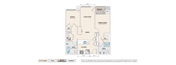 The Eaton (ME-E1) elevator building apartment floor plan with 2 bedrooms, 2 baths, and a patio/balcony