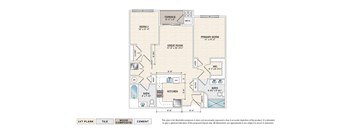 The Fairbrook (ME-F2) elevator building apartment floor plan with 2 bedrooms, 2 baths, and a patio/balcony