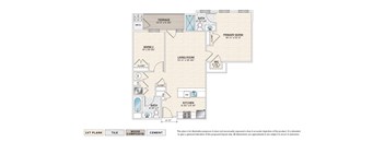 The Greenwood (ME-G) elevator building apartment floor plan with 2 bedrooms, 2 baths, and a patio/balcony
