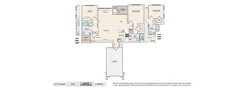 Fairview A garage apartment floor plan with 2 bedrooms, 2 baths, a terrace, and 1-car garage.