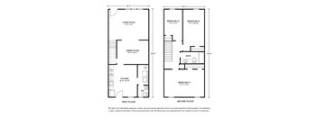 Townhome floor plan with 3 bedrooms and 1.5 baths