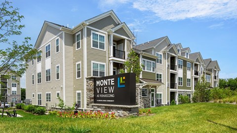 The image shows a building with the name "Monte View" in front of it.