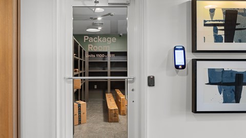 A room with a sign that says Package Room.