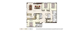 The Peak penthouse floor plan with 3 bedrooms and 2.5 baths