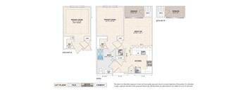 The Aster (LE-A, LE-A-ALT1 & LE-A-ALT2) elevator building apartment floor plan with 1 bedroom, 1 bath, and a patio/balcony