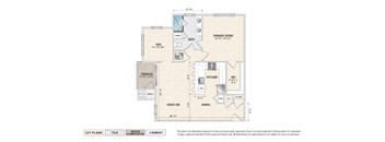 The Avery (RG-A1) garden apartment floor plan with 1 bedroom, 1 bath, and a patio/balcony