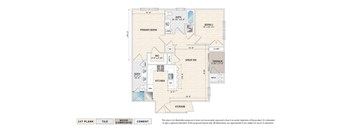 The Edison (RG-E) garden apartment floor plan with 2 bedrooms, 2 baths, and a patio/balcony