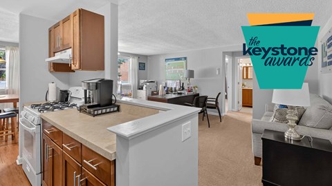 A kitchen with a stove and a dishwasher.
