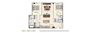 The Summit 2 apartment floor plan with 2 bedrooms and 2 baths