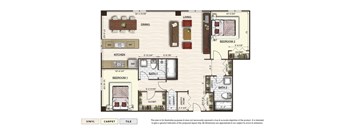 The Summit 4 apartment floor plan with 2 bedrooms and 2 baths