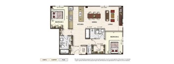 The Summit 5 apartment floor plan with 2 bedrooms and 2 baths