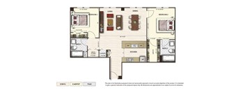 The Summit 6 apartment floor plan with 2 bedrooms and 2 baths