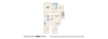 The Anniston garden apartment floor plan with 1 bedroom, 1.5 baths and a terrace