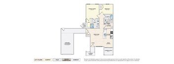 The Aster - A garage apartment floor plan with 2 bedrooms, 2 baths, a patio/balcony, and a 1-car garage