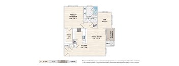 The Atmore garden apartment floor plan with 1 bedroom, 1 bath and a terrace