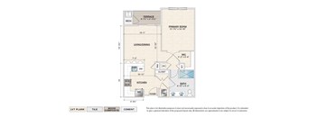 The Avalon A elevator building apartment floor plan with 1 bedroom, 1 bath, and a terrace