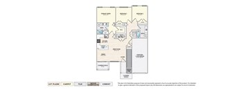 The Bellerose - B garage apartment floor plan with 3 bedrooms, 2 baths, a patio/balcony, and a 1-car garage