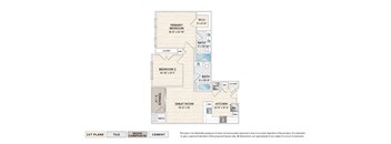 The Benton elevator building apartment floor plan with 2 bedrooms, 2 baths and a terrace