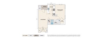 The Bronte elevator building apartment floor plan with 1 bedroom, 1 bath, and a terrace
