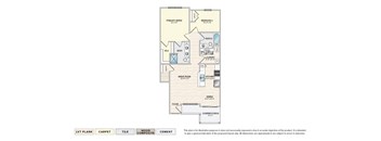 The Brya - BR garden apartment floor plan with 2 bedrooms, 2 baths, and a patio/balcony
