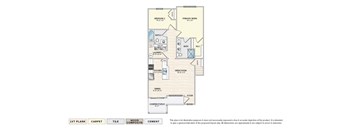 The Brya - B garden apartment floor plan with 2 bedrooms, 2 baths, and a patio/balcony