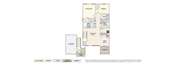 The Calla - C garage apartment floor plan with 2 bedrooms, 2 baths, a patio/balcony, and a 1-car garage
