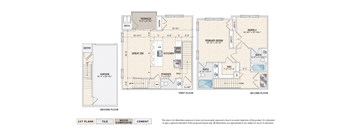 The Carter garage apartment floor plan with 2 bedrooms, 2.5 baths, a terrace, and 1-car garage