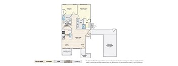 The Cassia - C garage apartment floor plan with 2 bedrooms, 2 baths, a patio/balcony, and a 1-car garage