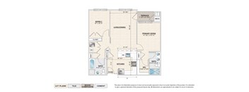 The Dania elevator building apartment floor plan with 2 bedrooms, 2 baths, and a terrace