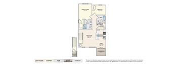 The Daphne - DR garden apartment floor plan with 2 bedrooms, 2 baths, and a patio/balcony
