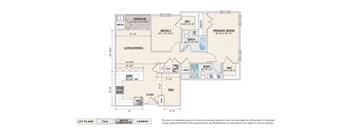 The Eldora elevator building apartment floor plan with 2 bedrooms, 2 baths, and a terrace