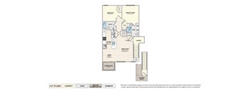 The Emilia - E garden apartment floor plan with 2 bedrooms, 2 baths, and a patio/balcony