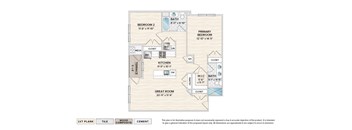 The Fremont elevator building apartment floor plan with 2 bedrooms, 2 baths and a terrace