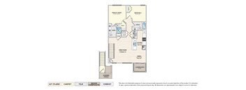 The Gardenia - G garden apartment floor plan with 2 bedrooms, 2 baths, and a patio/balcony