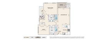 The Magnolia B-2 55+ active adult garden apartment floor plan with 2 bedrooms, 2 baths, and a terrace