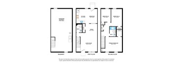 Townhome floor plan with 3 bedrooms, 1.5 baths and a basement