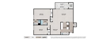 2-Bedroom Signature apartment floor plan with 2 bedrooms, 2 baths, and a patio/balcony in select homes