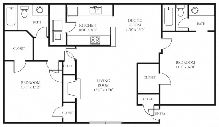 2 bed, 2 bath