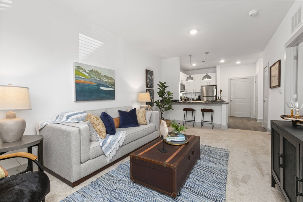 living room with large couch