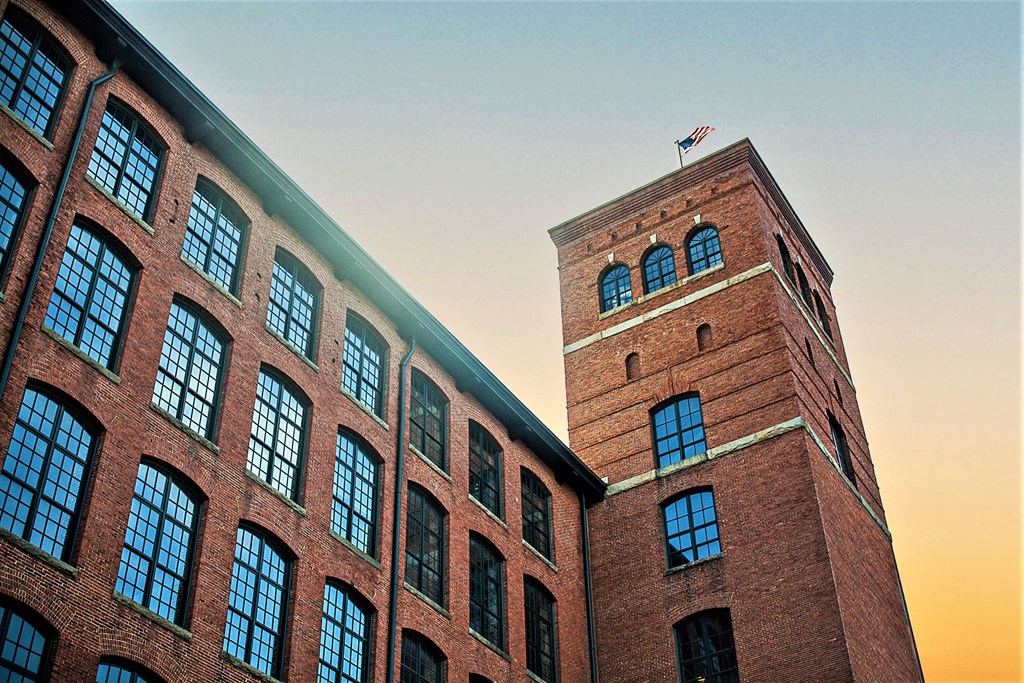 a brick building with a clock tower