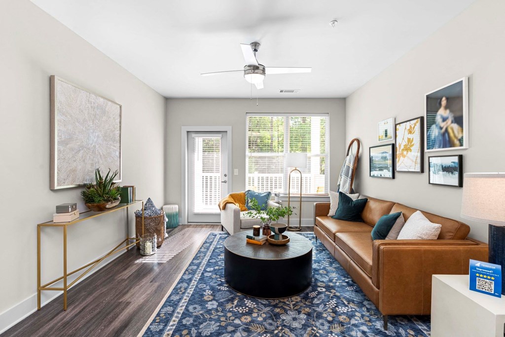 a living room with a couch and a coffee table
