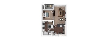 a floor plan of a two bedroom apartment with a living room and kitchen