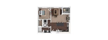 a floor plan of a one bedroom apartment with a bathroom and a balcony