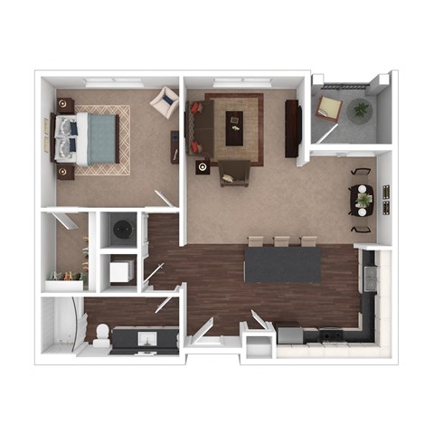 a floor plan of a one bedroom apartment with a bathroom and a balcony
