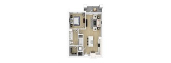 a floor plan of a 1 bedroom with a bathroom and a living room