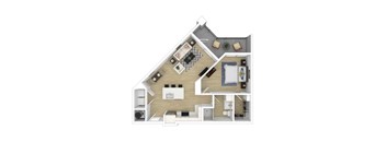 a floor plan of a house with a bedroom and a living room