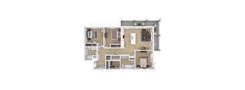 a 3d floor plan of a house with a bedroom and a living room