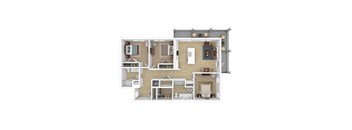 a 3d floor plan of a house with a bedroom and a living room