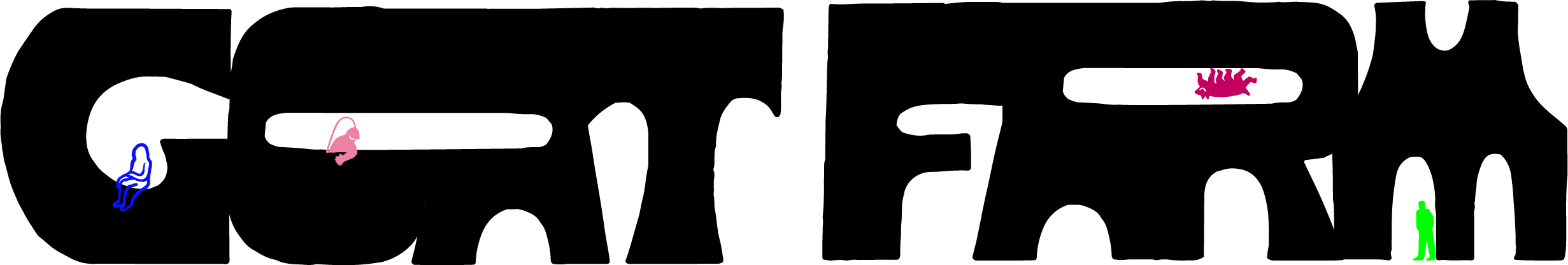 A black and white image with a pink and blue object in the middle.
